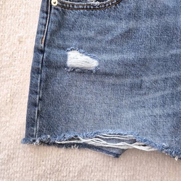 Everlane Denim Shorts Blue Distressed Raw Hem Size 28 Coastal Cool - Picture 6 of 6